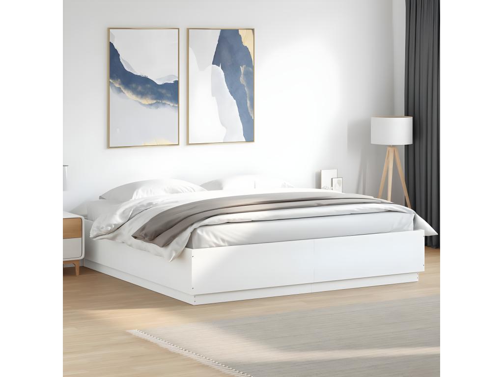 Cadre de lit avec LED sans matelas blanc 200x200 cm FSAV46799