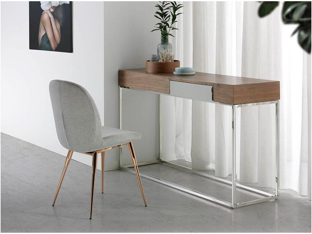 Chaise en tissu gris et pieds en acier ou rose Dormeva - Lot de 2-Couleur Dormeva 40 ZDNW37298