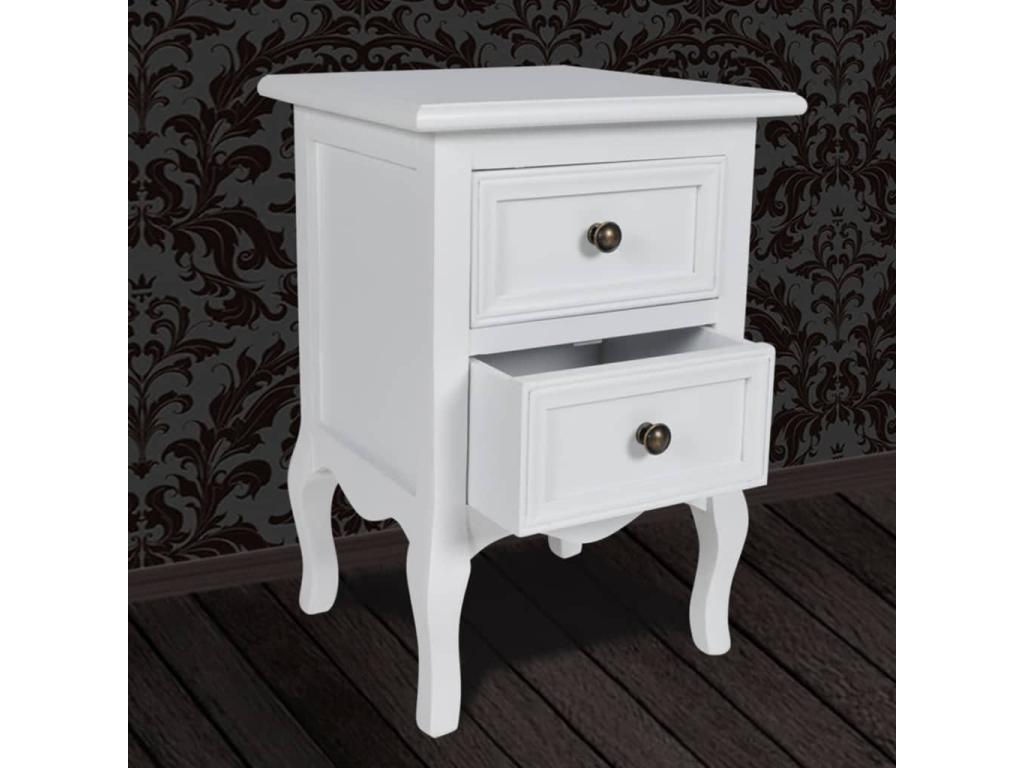 Table de chevet 2 pcs avec 2 tiroirs MDF Blanc ESDN64603