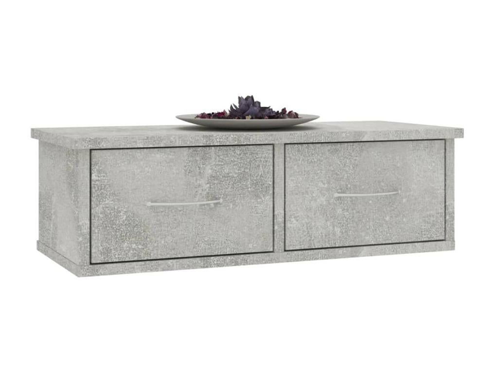 Étagère murale avec tiroirs Gris béton 60x26x18.5 GIUY59974