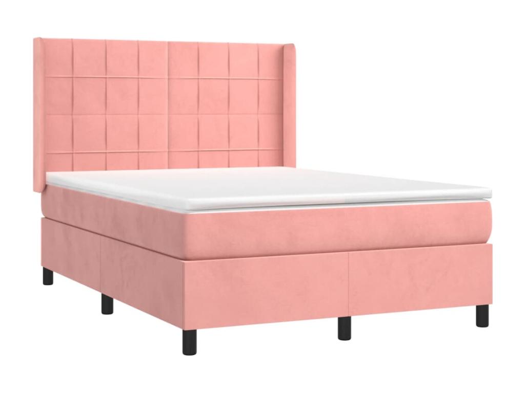 Lit à sommier tapissier avec matelas Rose 140x190 cm Velours ESQH65367