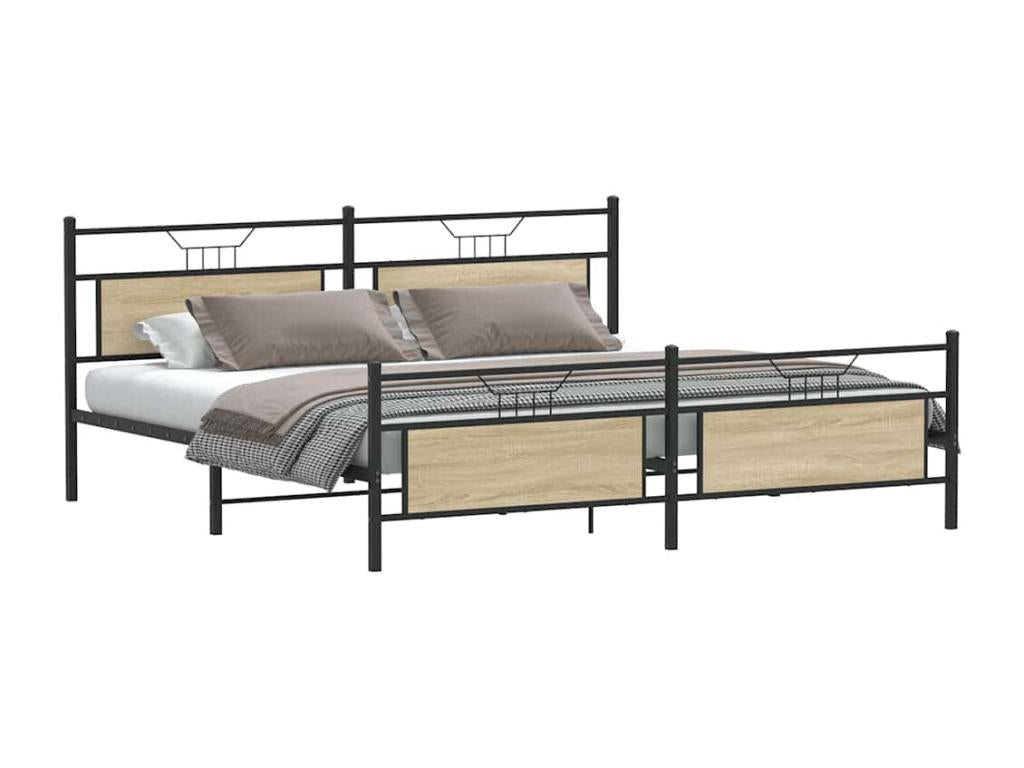Cadre de lit en métal sans matelas chêne Dormeva 193x203 cm BJAQ75208