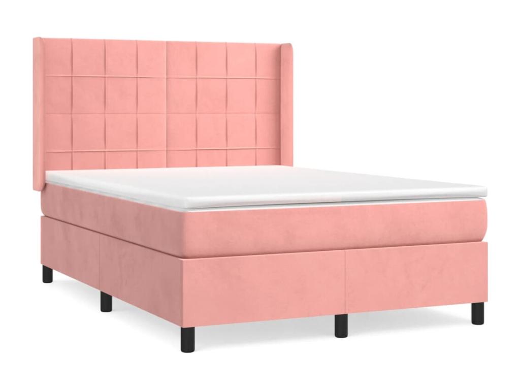 Lit à sommier tapissier avec matelas Rose 140x190 cm Velours ESQH65367