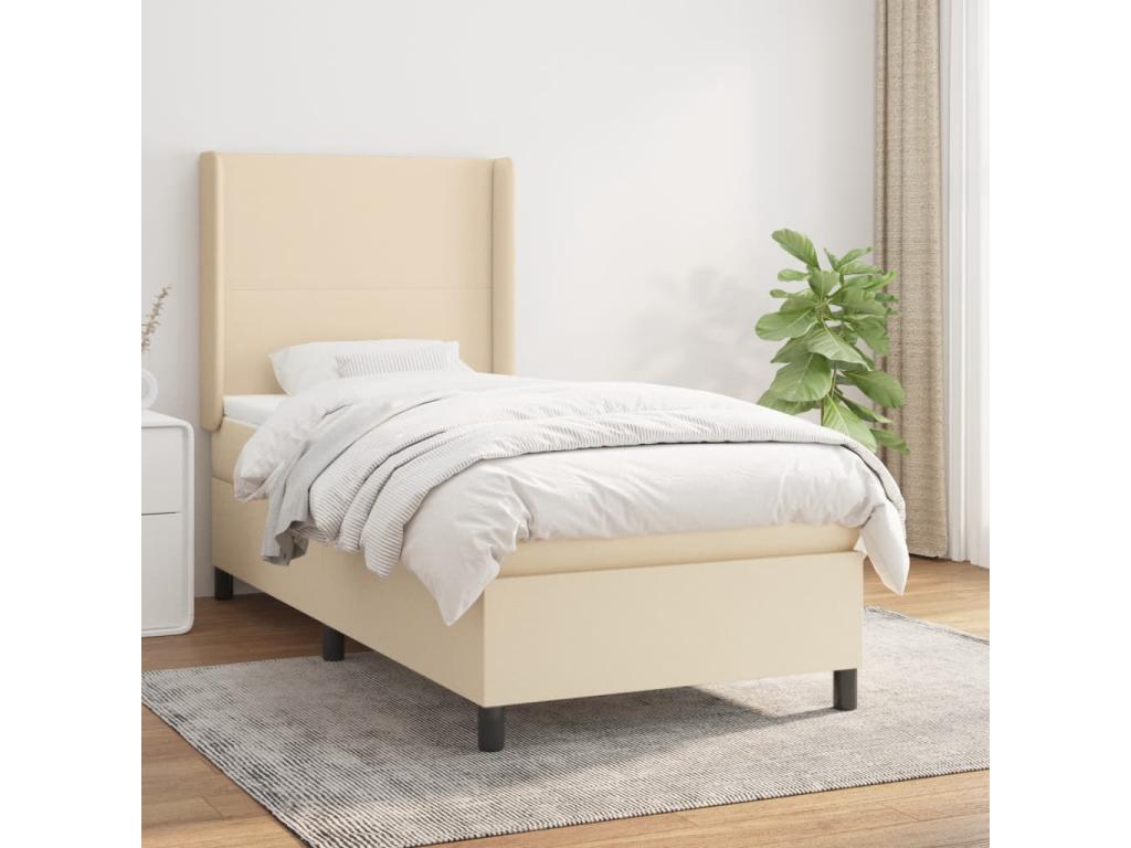 Lit à sommier tapissier avec matelas Crème 80x200 cm Tissu PCDX82335