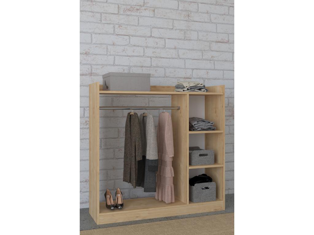 Lumenao bois armoire ouverte dressing armoire barre de penderie Lumenao chêne miel KIFI21307