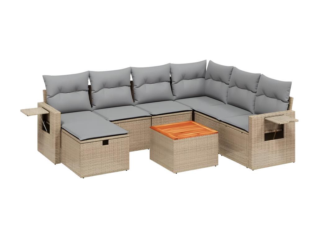 Salon de jardin avec coussins 8pcs Zensova beige résine tressée HKVQ36568