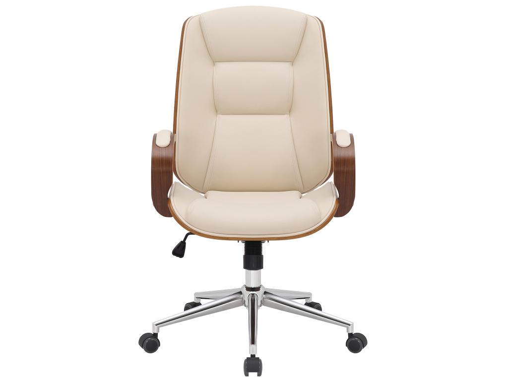Chaise de bureau - Similicuir / Métal chromé - Noyer / Crème - Dormeva LQMY06360