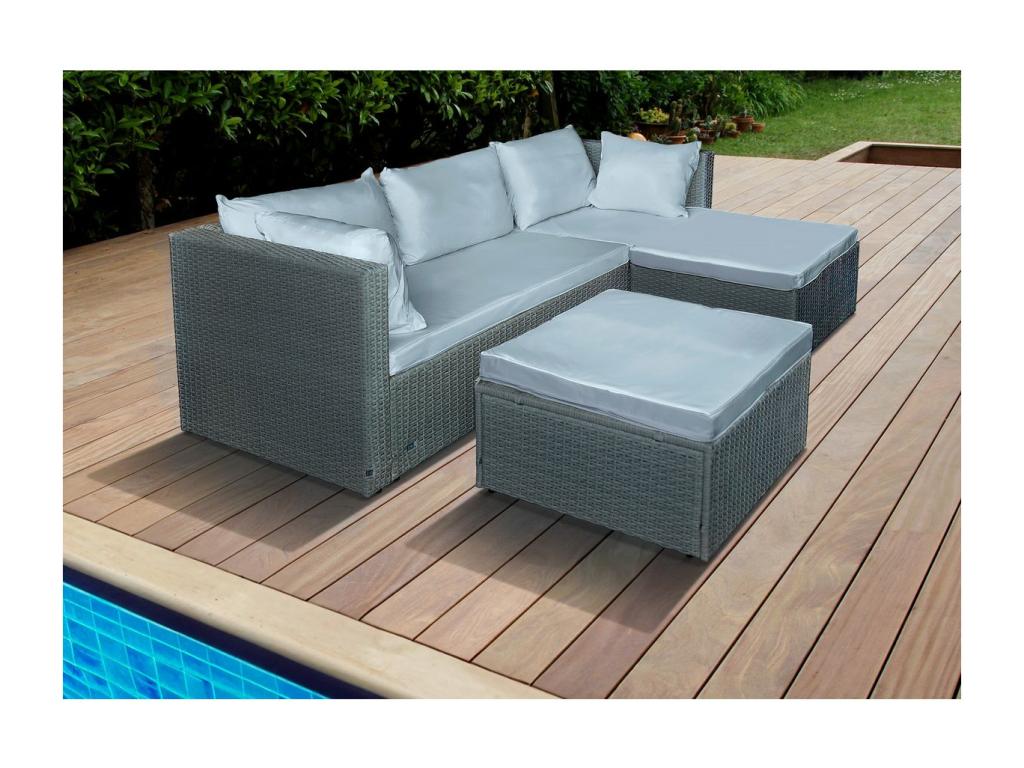 Salon de jardin bas en résine tressée Zensova 3 places - Gris clair SFKD01094