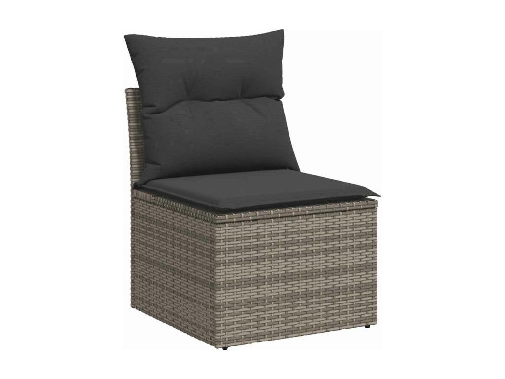 Salon de jardin 9 pièces avec coussins gris résine tressée KLRH11691