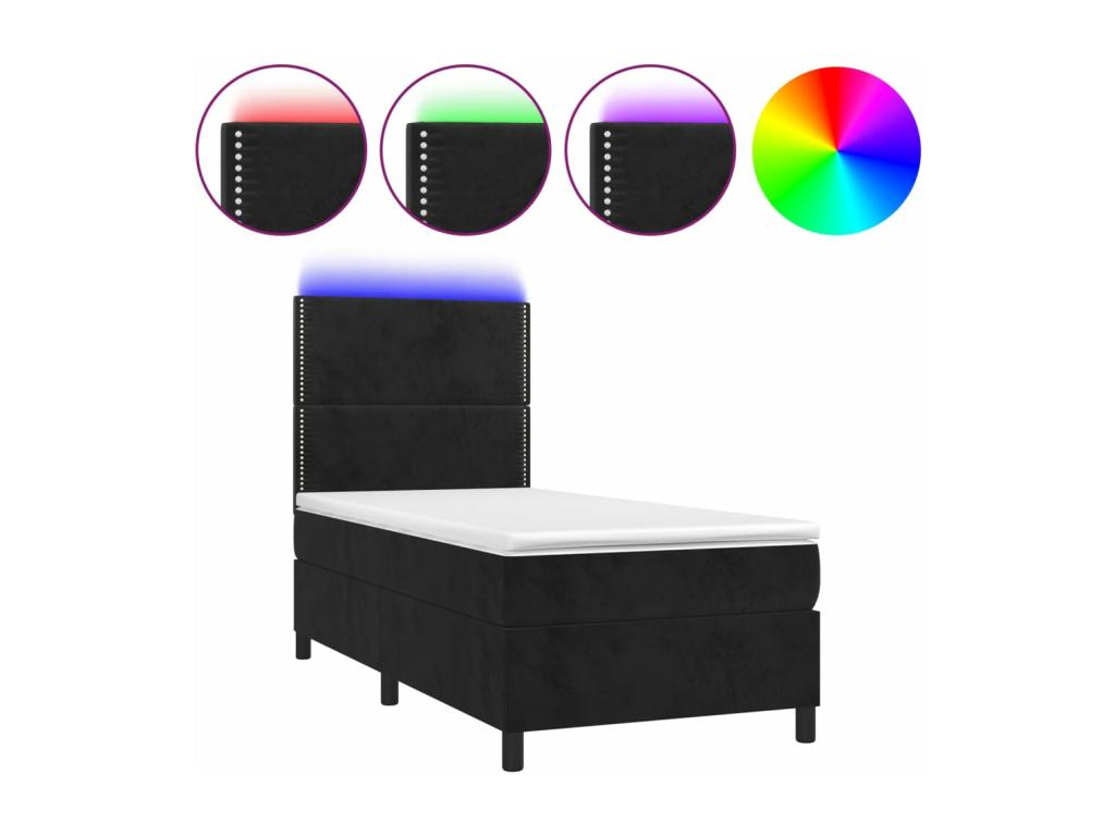 Zensova à Zensova de lit avec matelas LED Zensova 80x200 Velours ONFZ79062