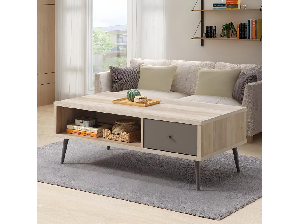 Table basse 1 tiroir 2 niches Dormeva NBXR20723