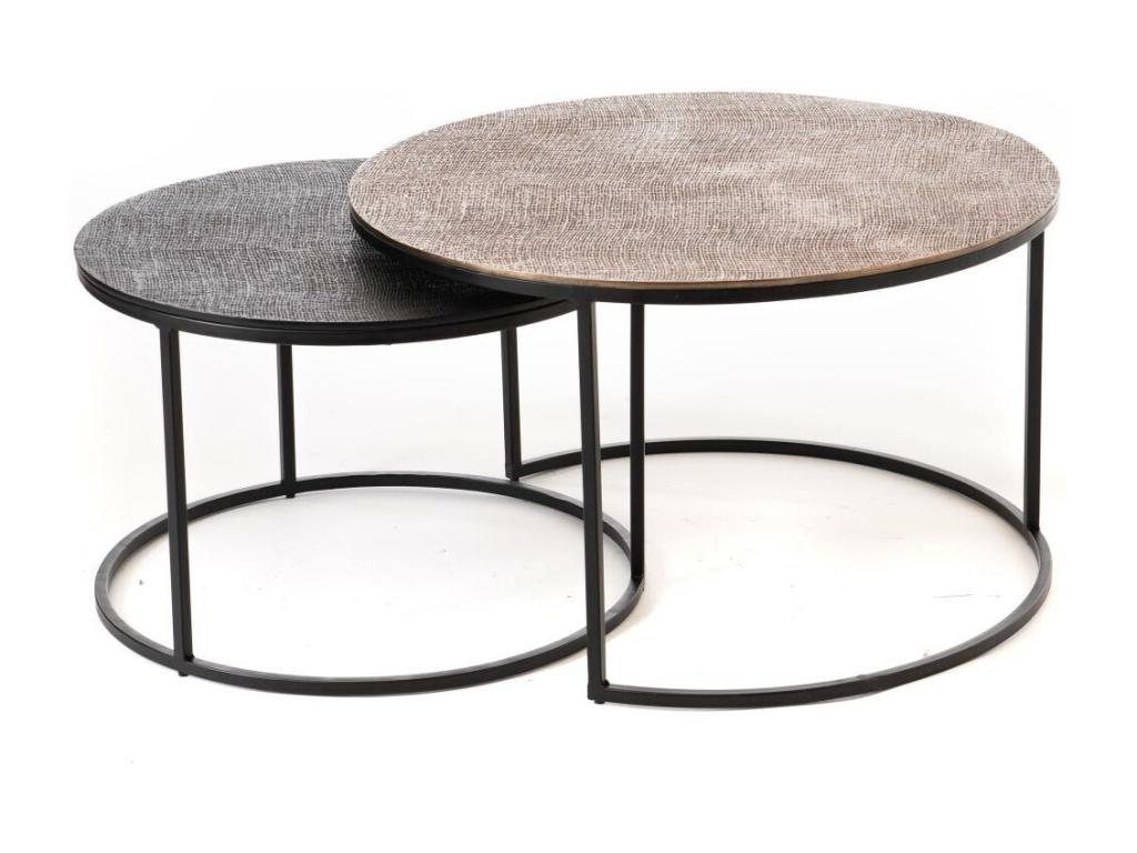 Set de 2 tables basses noires et or JFEJ11674