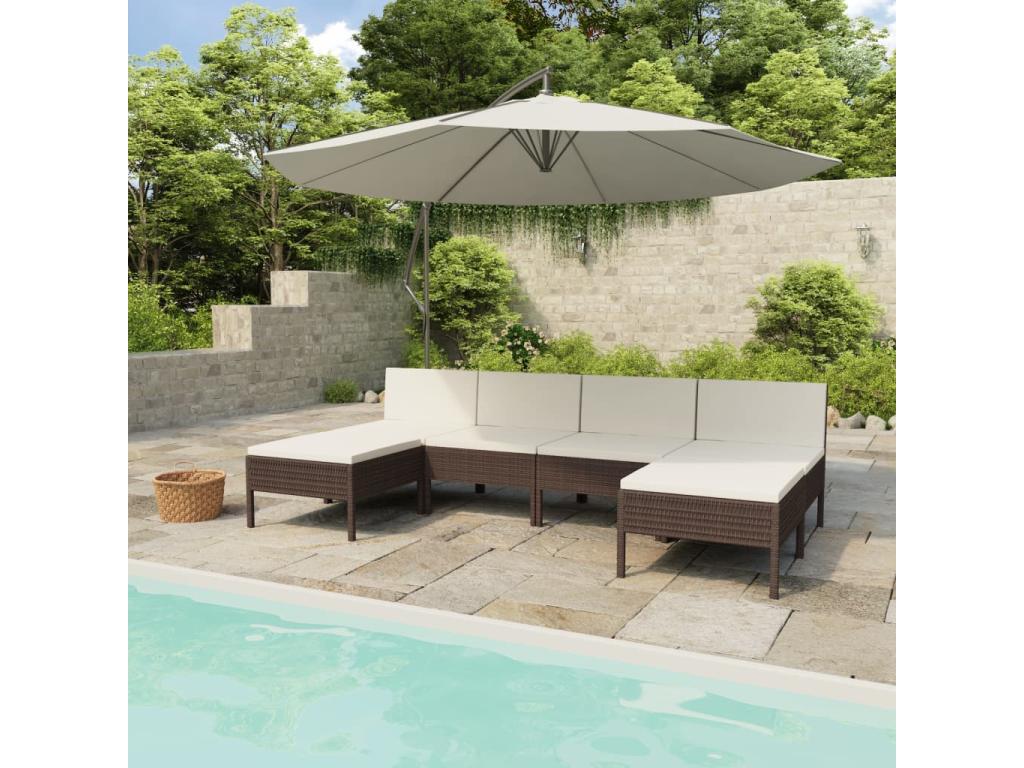 Salon de jardin 6 pcs avec coussins Résine tressée Marron 40 IWIO34282