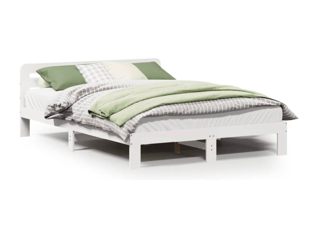 Cadre de lit sans matelas blanc 140x190 cm bois de pin massif PXRB99667