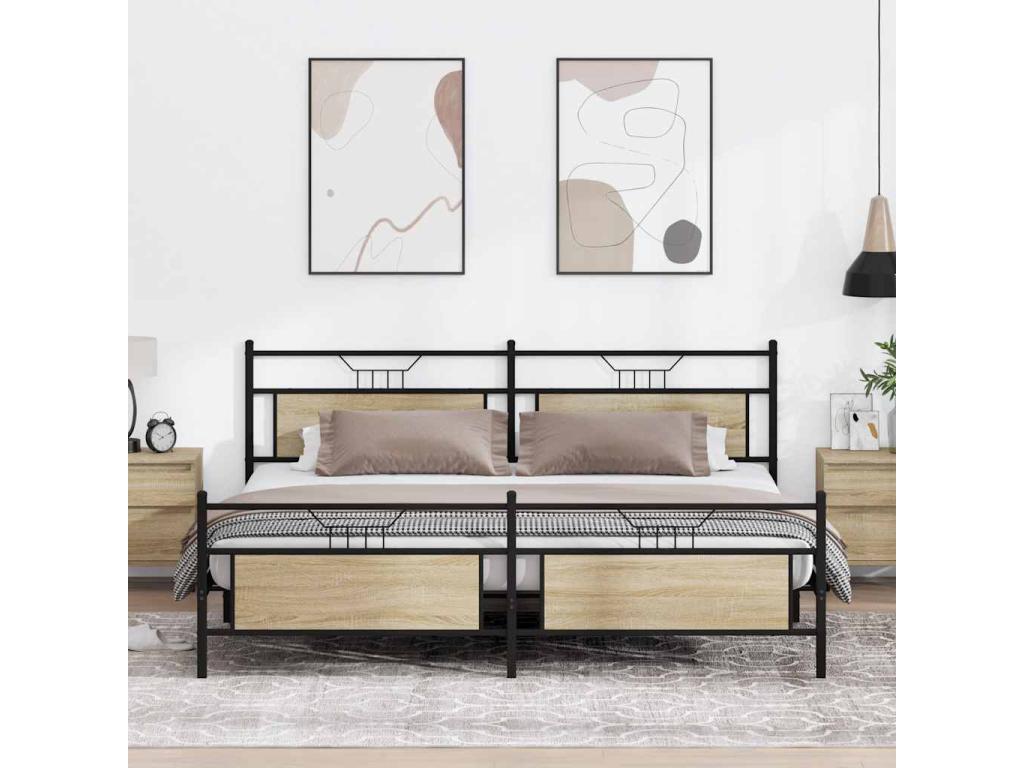 Cadre de lit en métal sans matelas chêne Dormeva 193x203 cm BJAQ75208