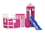 Lit mezzanine enfant avec tour sans matelas rose 90x200 cm GUAN01092