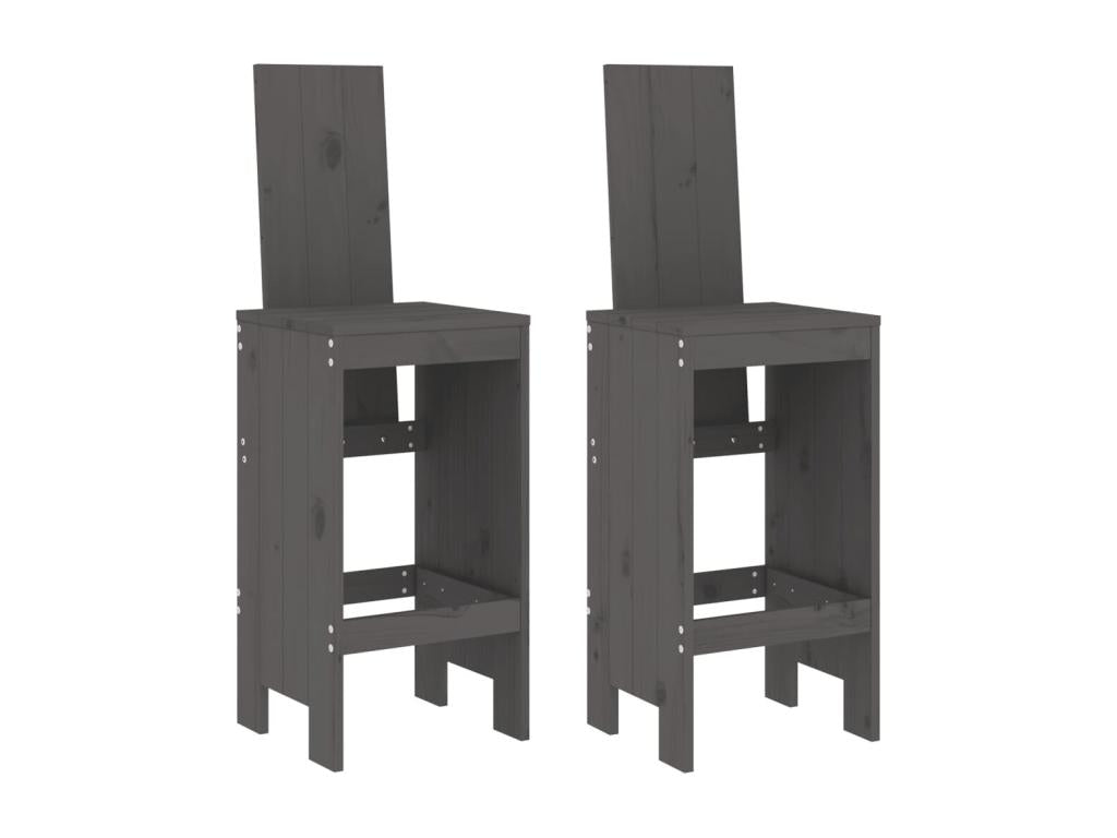 Tabourets de bar 2 pièces gris 40x42x120 cm bois massif de pin CFMW72090
