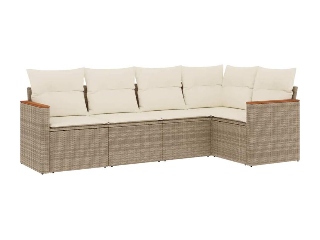 Salon de jardin avec coussins 5 pcs beige résine tressée HGRR44081