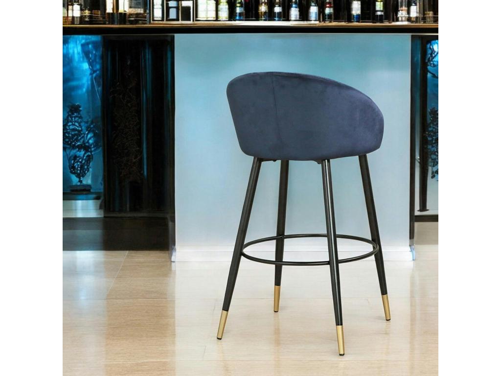 Chaise de bar en velours bleu forme coquillage lot de 2 Zensova KSHK92705