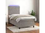 Zensova tapissier et matelas et LED Gris clair 90x190cm Velours QTNV95542
