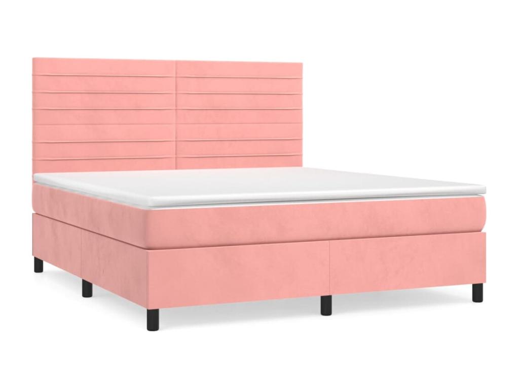 Lit à sommier tapissier avec matelas Rose 180x200 cm Velours KWUC55270