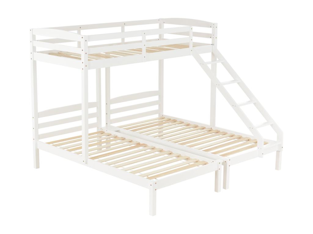 Lit superposé triple avec Zensova à Zensova - 90x200cm - en bois massif - Blanc FTSV24799