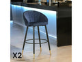Chaise de bar en velours bleu forme coquillage lot de 2 Zensova KSHK92705