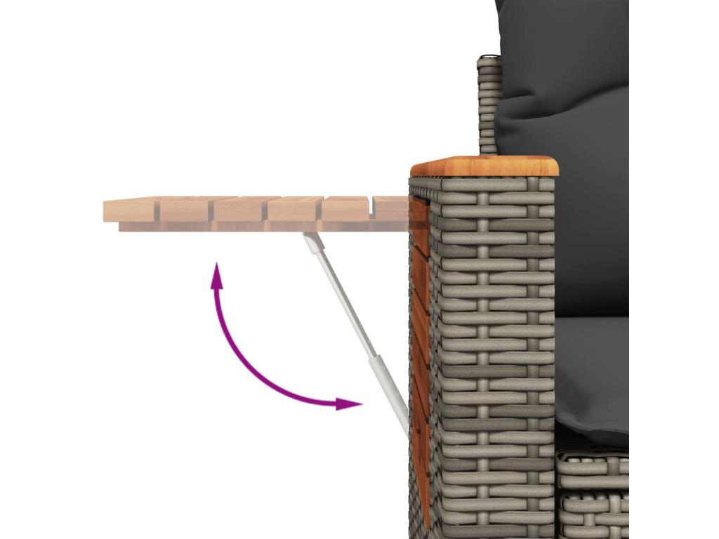 Salon de jardin 5 pcs avec coussins gris résine tressée TAHA29135