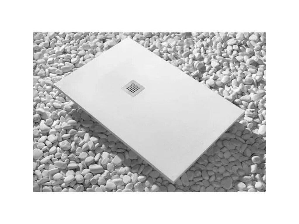 Receveur de Douche 65x130 cm Zensova Slim Blanc en Résine Synthétique et Poudre de Marbre Avec Drain Libre TTLJ05153