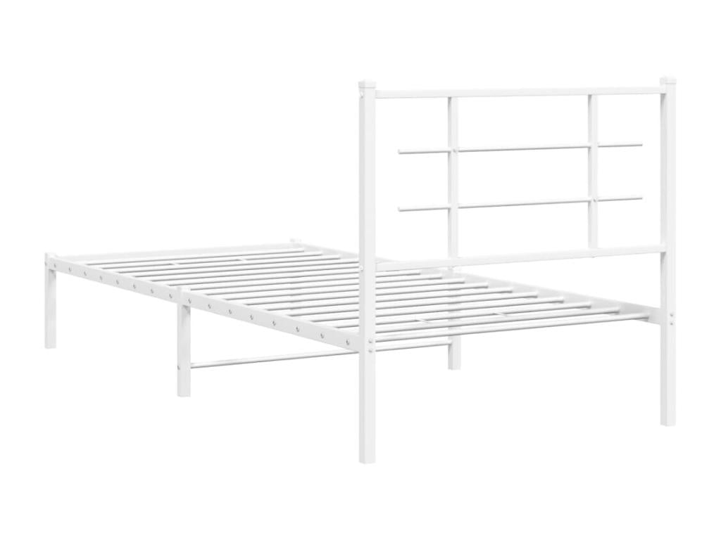 Cadre de lit métal avec tête de lit blanc 90x200 cm LNZQ98904