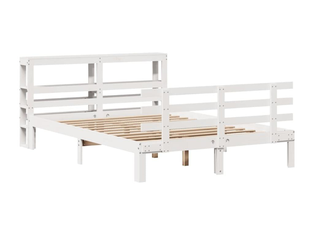 Cadre de lit avec tête de lit sans matelas blanc 140x200 cm IHLC48358