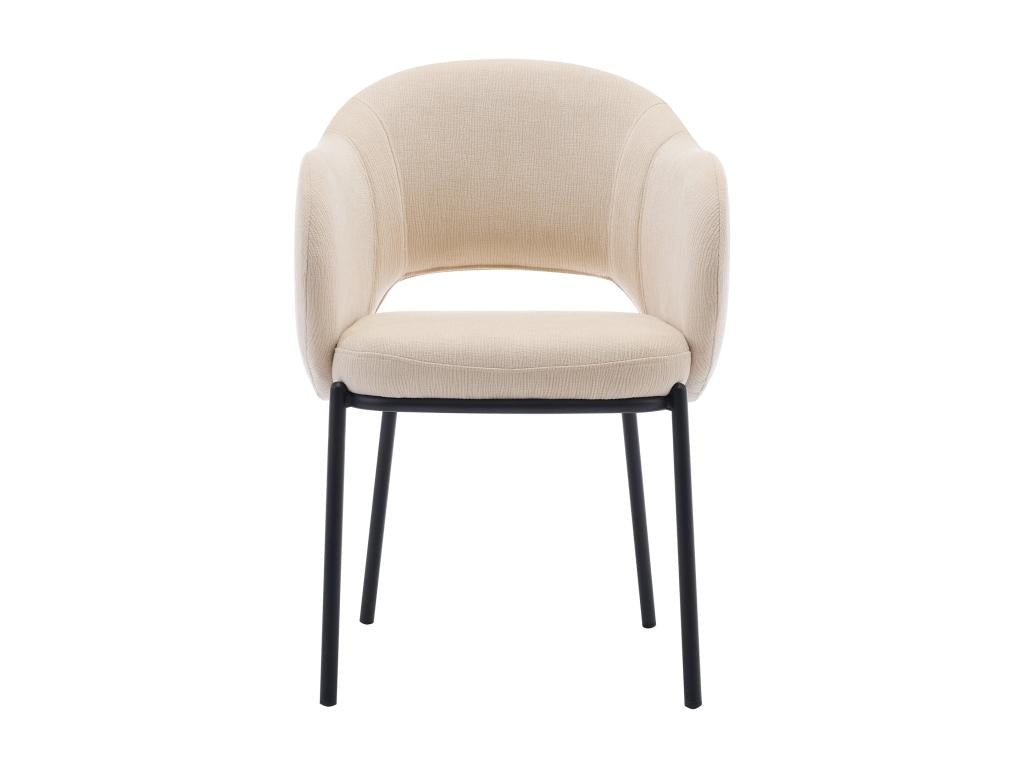 Lot de 6 chaises avec accoudoirs en tissu texturé et métal noir - Beige - Dormeva VNKB17424