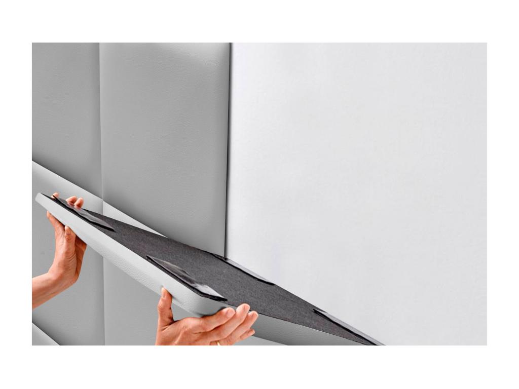 Zensova Tête de lit capitonnée en similicuir de qualité ZensovaInérieure composée de panneaux autocollants interchangeables gris clair 145 cm HXPE13140