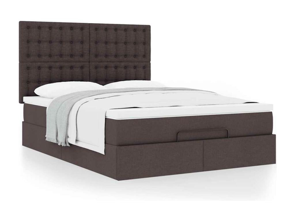 Cadre de lit Dormeva avec matelas marron foncé 140x200 cm tissu ZUEJ67005