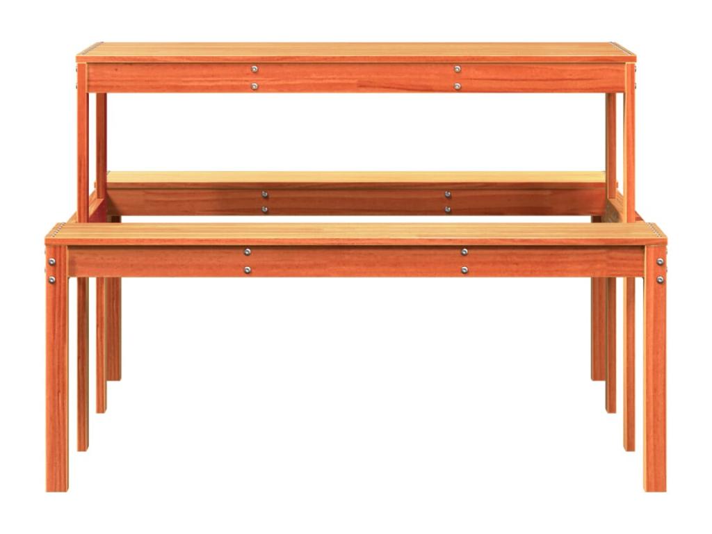 Table de pique-nique cire marron 110x134x75 cm bois massif pin PUSK86168