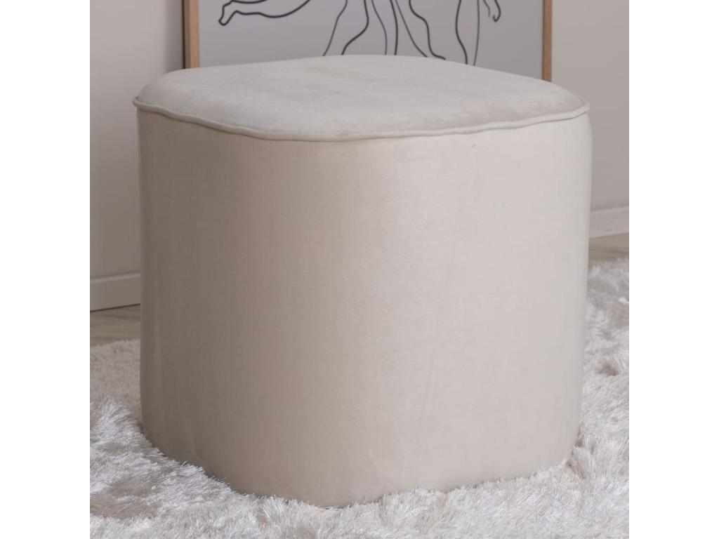 Pouf Dormeva 44x44x41 cm Velours Blanc HEHR31832