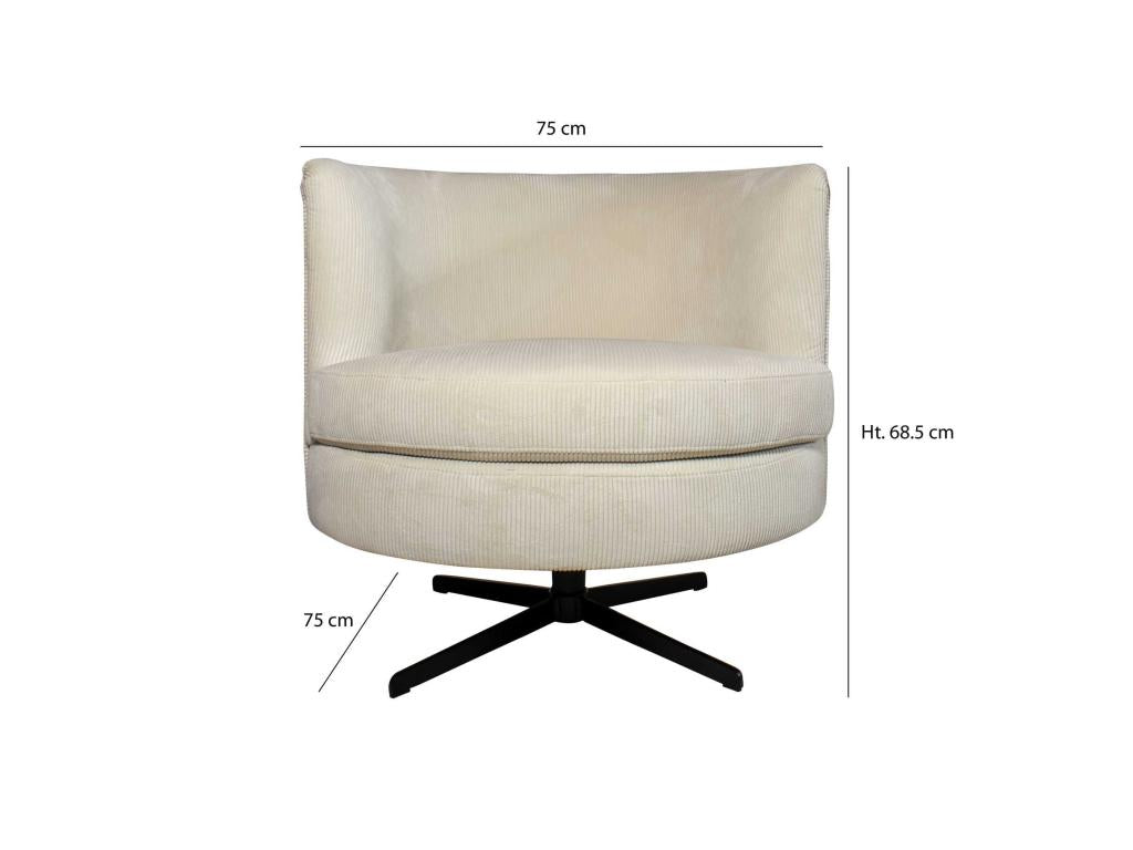Dormeva Home - Fauteuil Pivotant En Velours Dormeva Écru 75x75xh68.5cm Dormeva XRFT41411