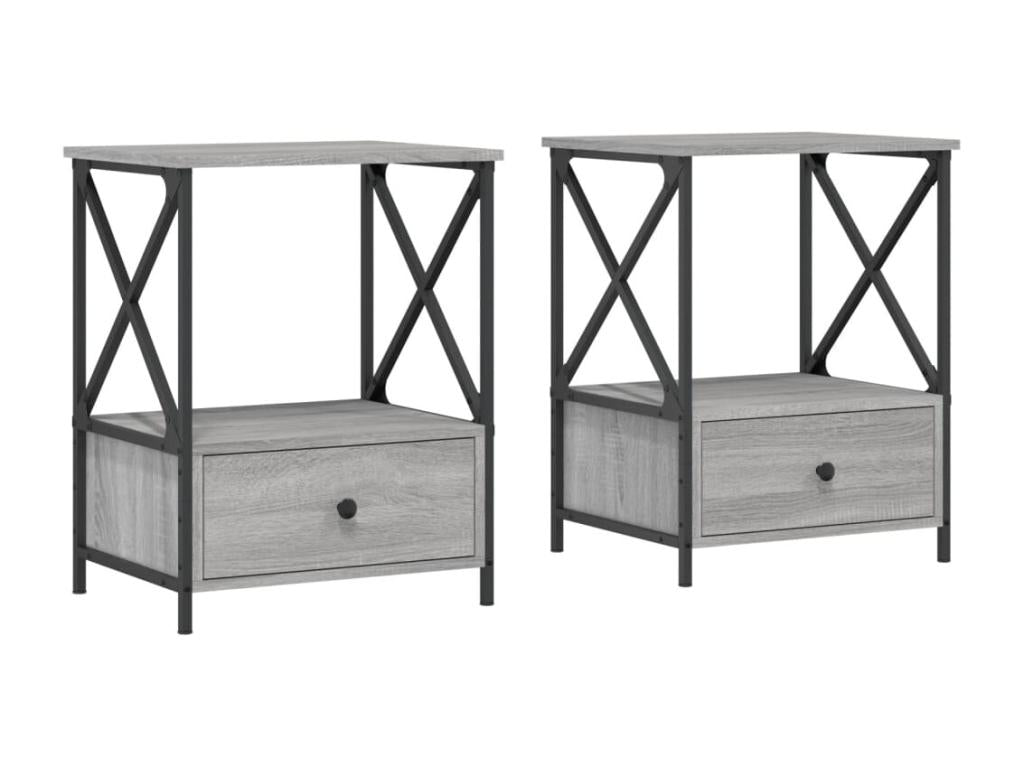 Tables de chevet 2 pcs Zensova gris 50x41x65 cm bois ingénierie NUYE29260