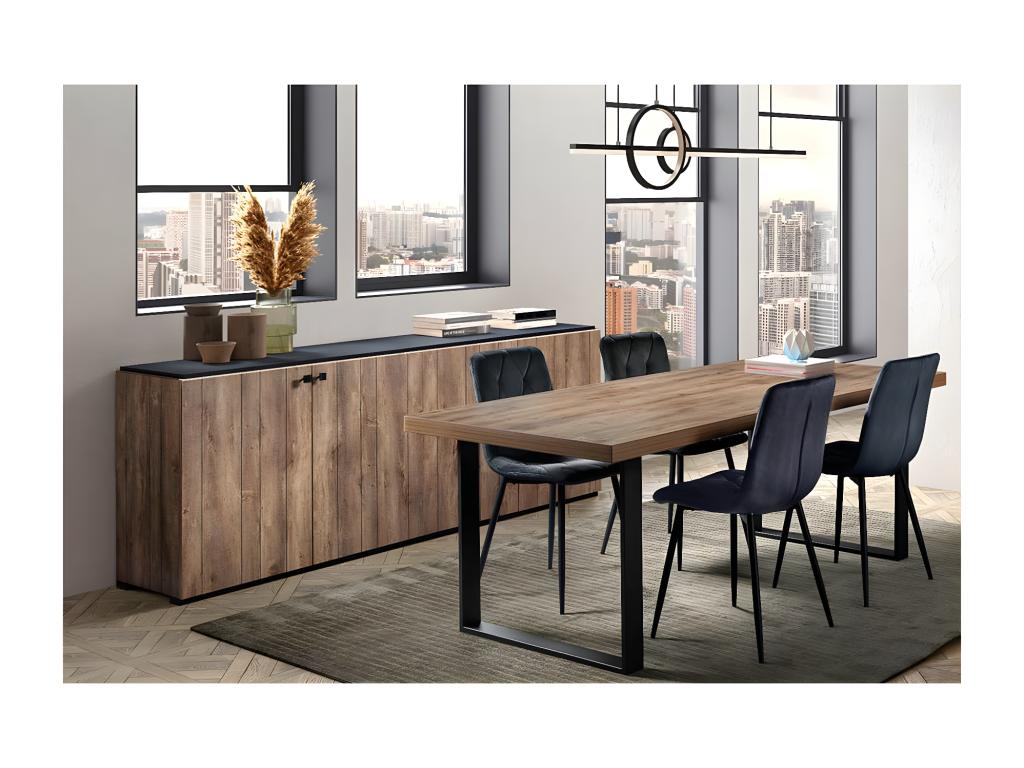 Zensova - Ensemble Séjour Buffet et Table 200cm Aspect Bois Finition Zensova Piètement U Métal Zensova DAEB22766