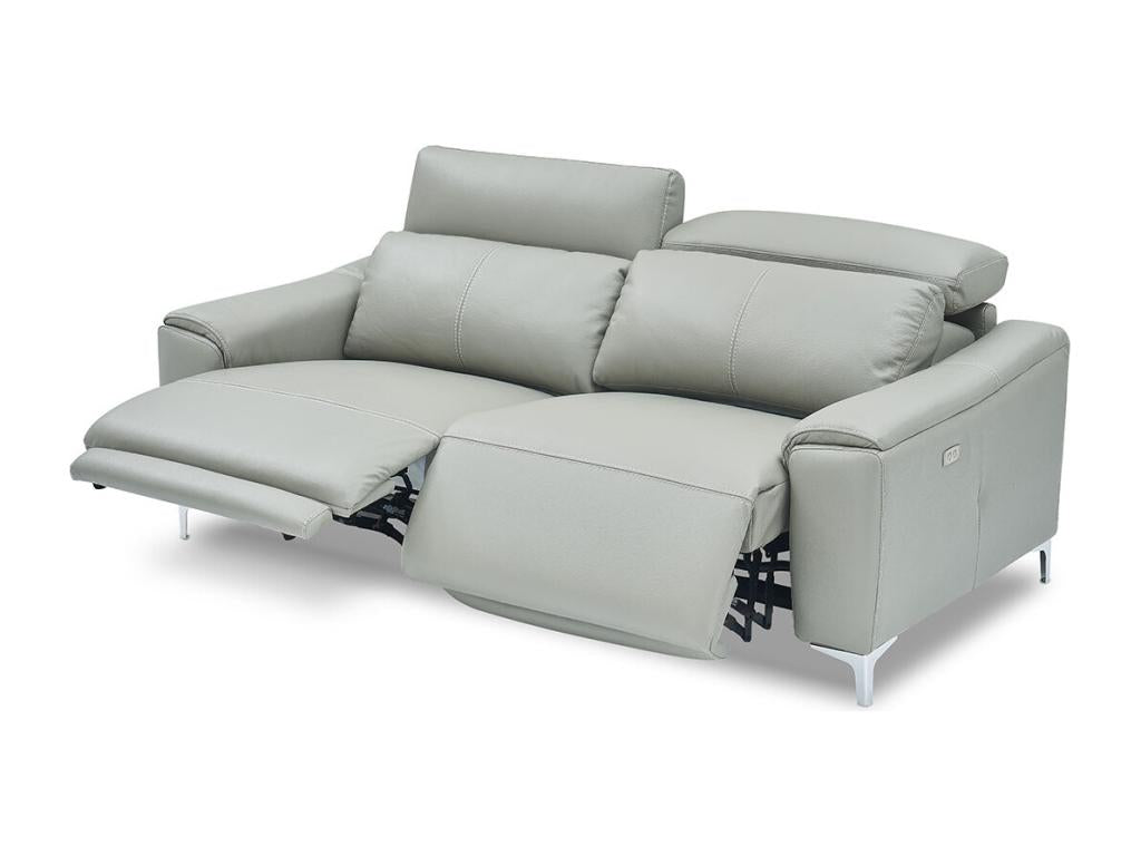 Canapé relaxation électrique 3 places en cuir Dormeva - Gris clair Gris Dormeva - Angle Droit FENL47287