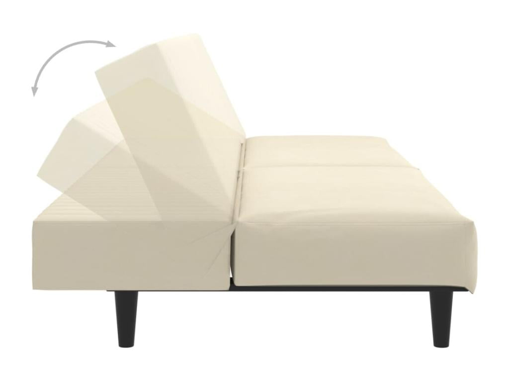 Canapé-lit à 2 places crème velours SNIW43626
