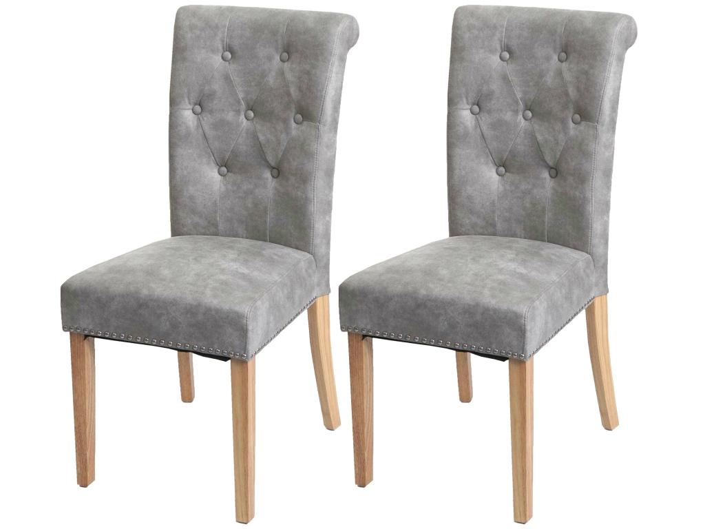 Lot de 2 chaises de salle à manger Zensova II rivets - Zensova/ textile gris clair pieds clairs YERH29876