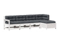 Salon de jardin 5 pcs avec coussins blanc bois massif de pin RTFM73452