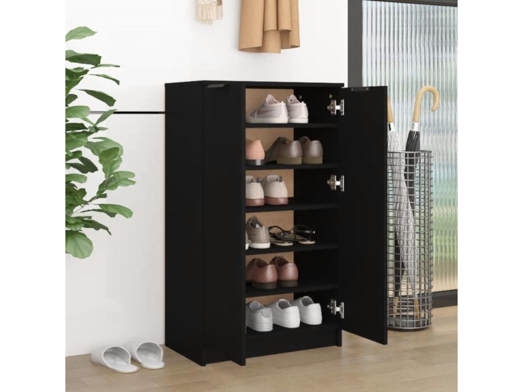 Armoire à chaussures noir 59x35x100 bois d'ingénierie HKRC28758