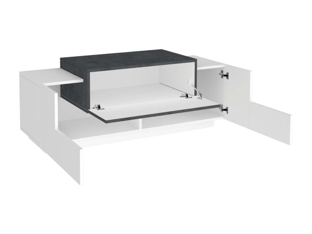 Meuble d'entrée Dormeva entrée multifonction moderne casier polyvalent pour hall d'entrée Made in Italy 120x45h46 cm blanc brillant et ardoise SLGK45147