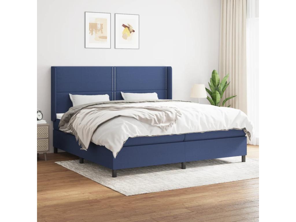 Lit à sommier tapissier avec matelas Bleu 200x200 cm Tissu DYTR04098