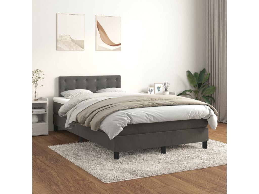 Sommier à Dormeva de lit et matelas gris foncé 120x190cm velours MADU63270