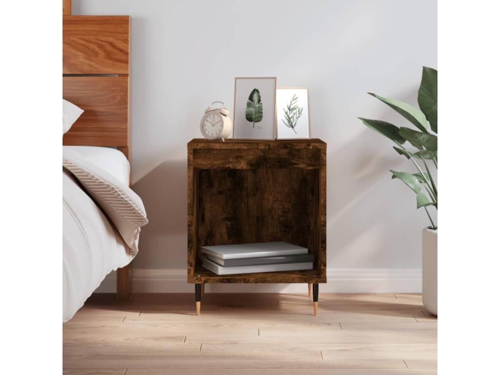 Table de chevet chêne fumé 40x35x50 cm bois d'ingénierie QDHW85514
