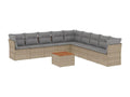 Salon de jardin avec coussins 10 pièces beige résine tressée TIJV54610