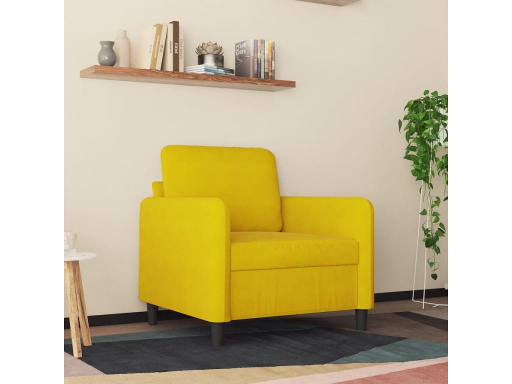 Fauteuil Jaune 60 cm Velours QUCE75316